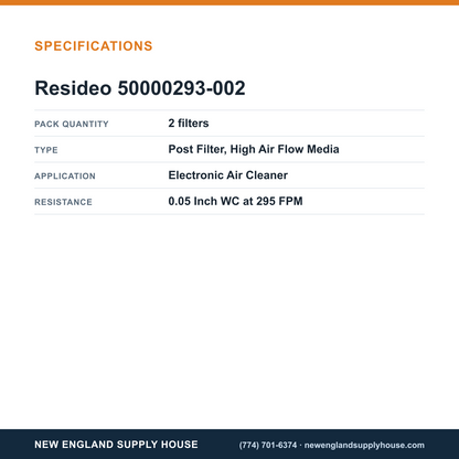 Resideo - Honeywell Home 50000293-002 Electronic Air Cleaner Post Filter (Pack of 2) specifications — New England Supply House [NESH-SPECTABLE-V1]