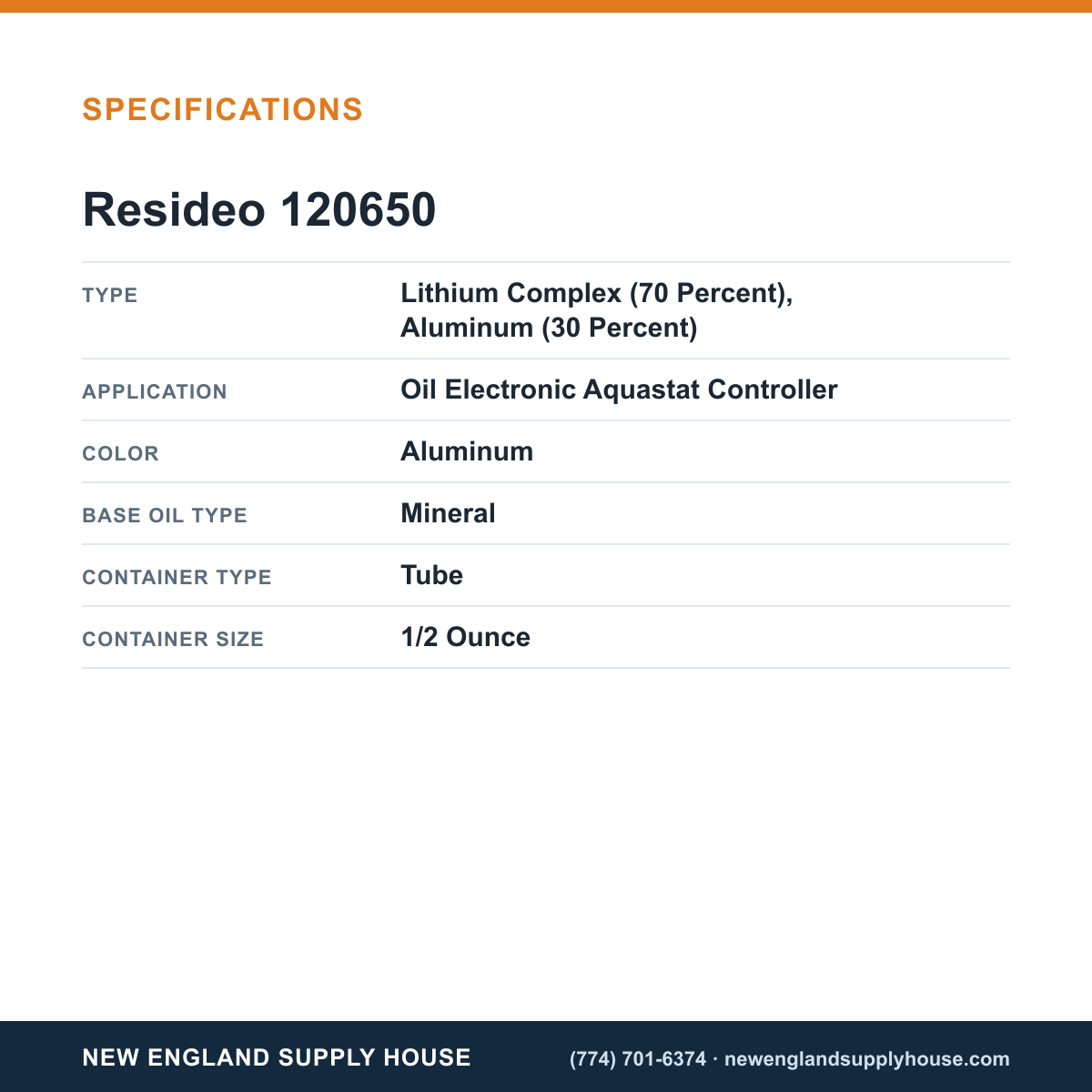 Resideo - Honeywell Home 120650 Heat Conductive Grease specifications — New England Supply House [NESH-SPECTABLE-V1]