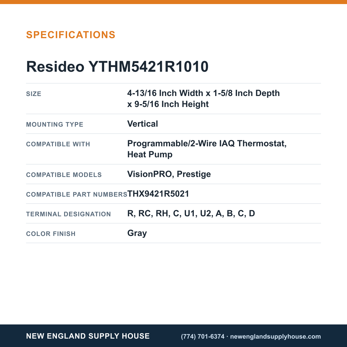 Resideo - Honeywell Home YTHM5421R1010 Heat Pump Thermostat Interface Module Kit specifications — New England Supply House [NESH-SPECTABLE-V1]