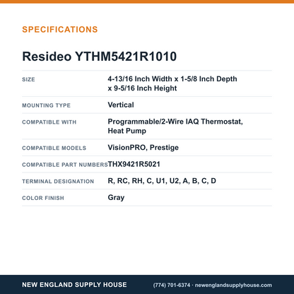 Resideo - Honeywell Home YTHM5421R1010 Heat Pump Thermostat Interface Module Kit specifications — New England Supply House [NESH-SPECTABLE-V1]