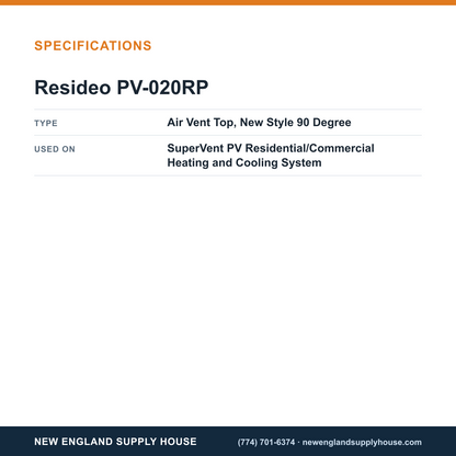 Resideo - Honeywell Home PV-020RP Heating and Cooling System Air Vent Top specifications — New England Supply House [NESH-SPECTABLE-V1]