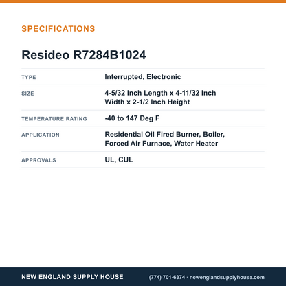Resideo - Honeywell Home R7284B1024 Ignition Oil Primary Control specifications — New England Supply House [NESH-SPECTABLE-V1]