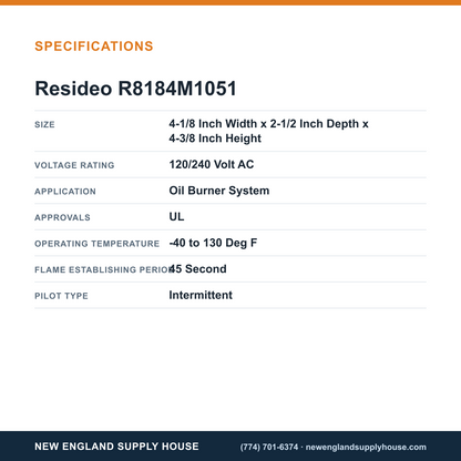 Resideo - Honeywell Home R8184M1051 Oil Burner Control specifications — New England Supply House [NESH-SPECTABLE-V1]