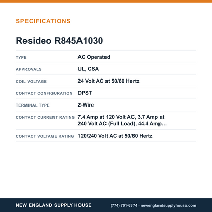Resideo - Honeywell Home R845A1030 Switching Relay specifications — New England Supply House [NESH-SPECTABLE-V1]