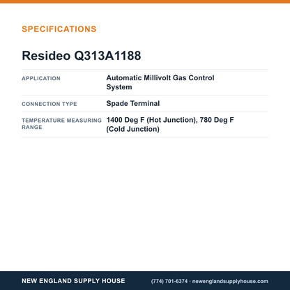Resideo - Honeywell Home Q313A1188 Thermopile Generator specifications — New England Supply House [NESH-SPECTABLE-V1]