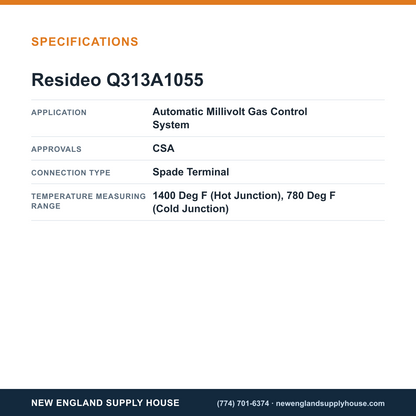 Resideo - Honeywell Home Q313A1055 Thermopile Generator specifications — New England Supply House [NESH-SPECTABLE-V1]