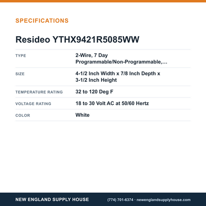Resideo - Honeywell Home YTHX9421R5085WW Thermostat Kit specifications — New England Supply House [NESH-SPECTABLE-V1]
