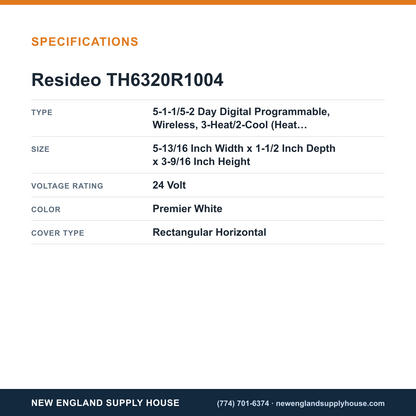 Resideo - Honeywell Home TH6320R1004 Thermostat specifications — New England Supply House [NESH-SPECTABLE-V1]