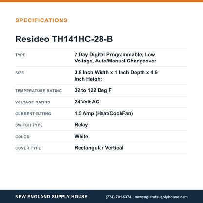 Resideo - Honeywell Home TH141HC-28-B Thermostat specifications — New England Supply House [NESH-SPECTABLE-V1]