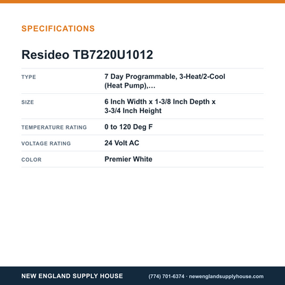 Resideo - Honeywell Home TB7220U1012 Thermostat specifications — New England Supply House [NESH-SPECTABLE-V1]