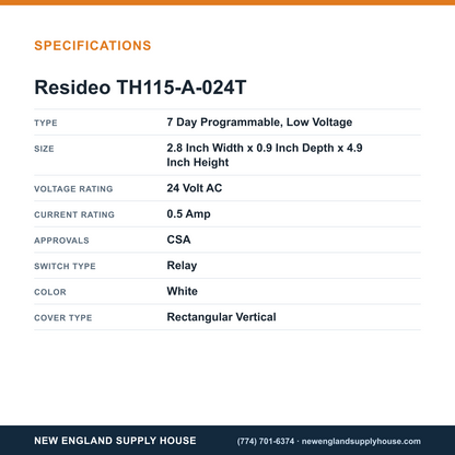 Resideo - Honeywell Home TH115-A-024T Thermostat specifications — New England Supply House [NESH-SPECTABLE-V1]