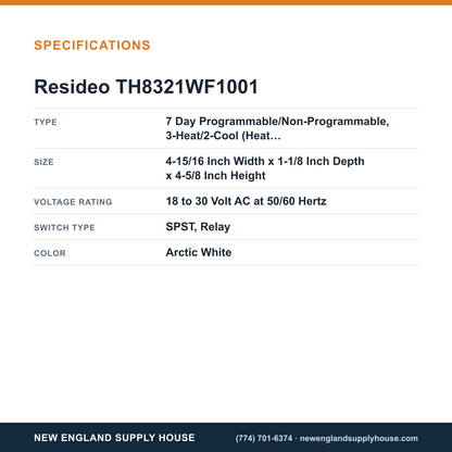 Resideo - Honeywell Home TH8321WF1001 Thermostat specifications — New England Supply House [NESH-SPECTABLE-V1]