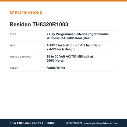 Resideo - Honeywell Home TH8320R1003 Thermostat specifications — New England Supply House [NESH-SPECTABLE-V1]