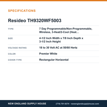 Resideo - Honeywell Home TH9320WF5003 Thermostat specifications — New England Supply House [NESH-SPECTABLE-V1]