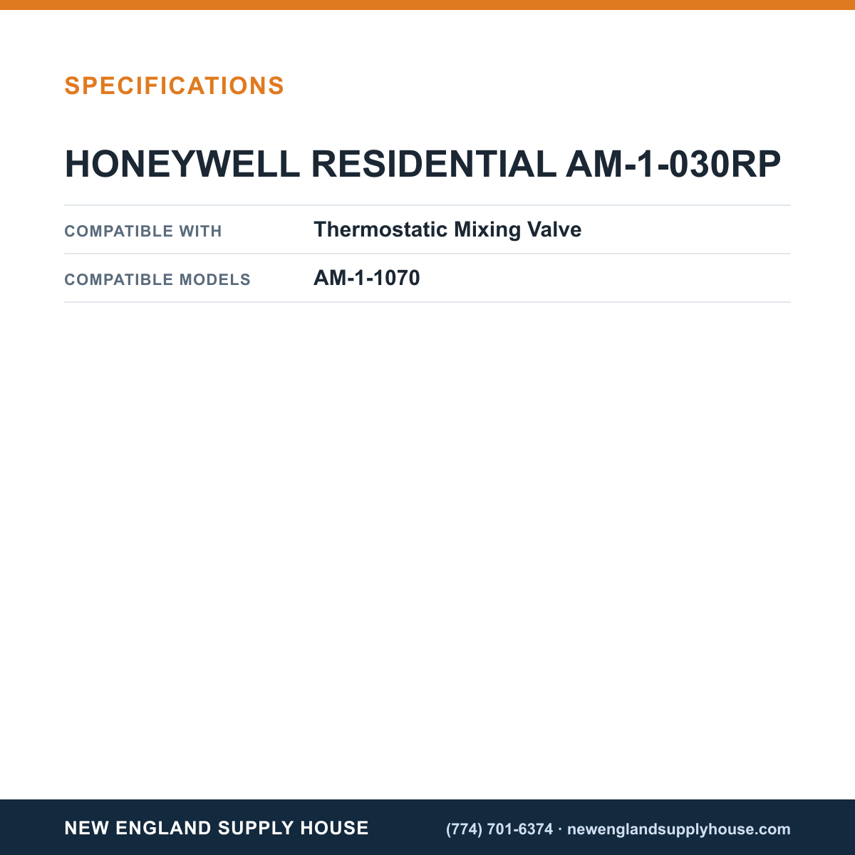 Resideo - Honeywell Home AM-1-030RP Thermostatic Mixing Valve Rebuild Kit specifications — New England Supply House [NESH-SPECTABLE-V1]