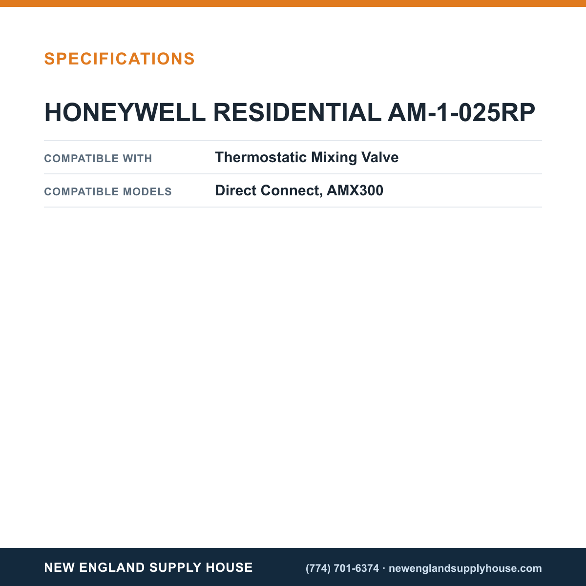 Resideo - Honeywell Home AM-1-025RP Thermostatic Mixing Valve Rebuild Kit specifications — New England Supply House [NESH-SPECTABLE-V1]