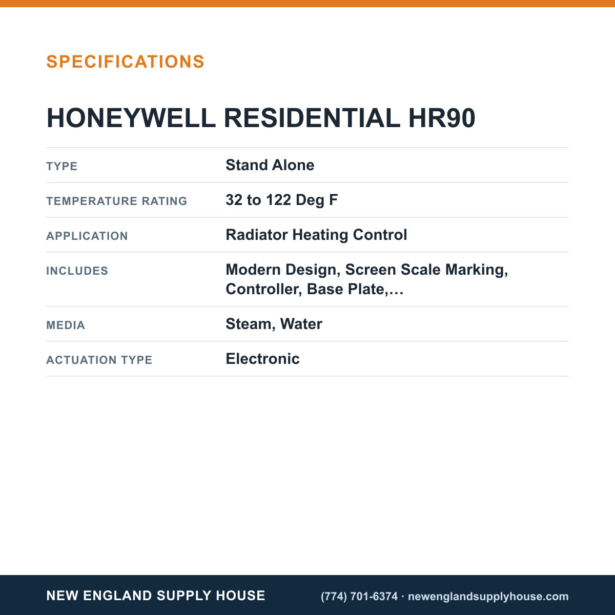 Resideo - Honeywell Home HR90 Thermostatic Radiator Controller specifications — New England Supply House [NESH-SPECTABLE-V1]