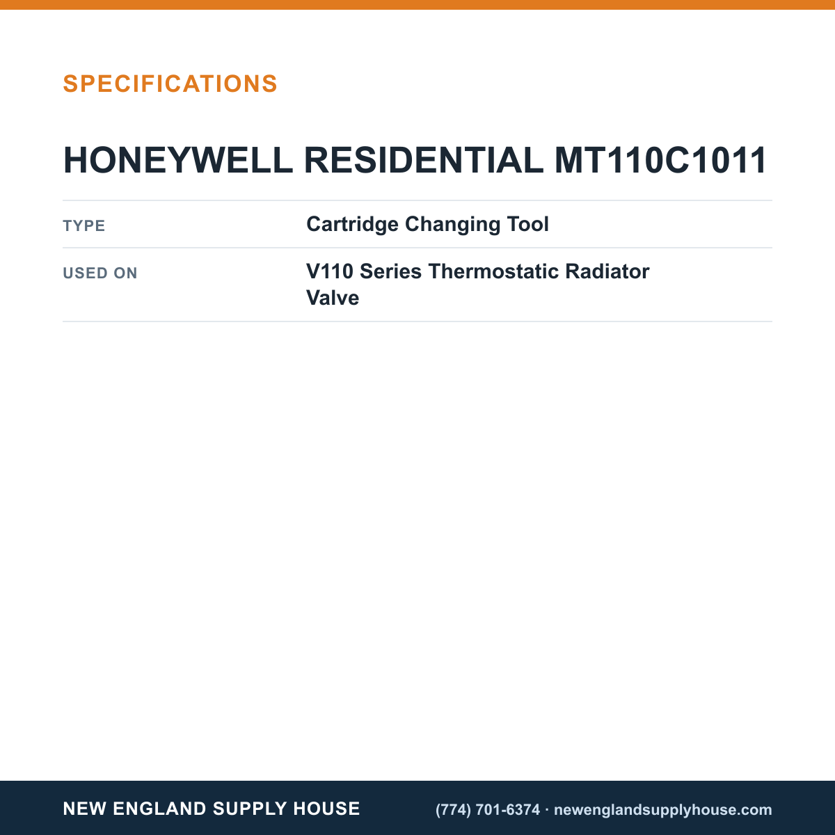 Resideo - Honeywell Home MT110C1011 Thermostatic Radiator Valve Cartridge Changing Tool specifications — New England Supply House [NESH-SPECTABLE-V1]