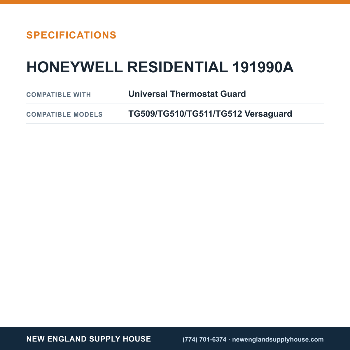 Resideo - Honeywell Home 191990A Universal Thermostat Guard Key specifications — New England Supply House [NESH-SPECTABLE-V1]