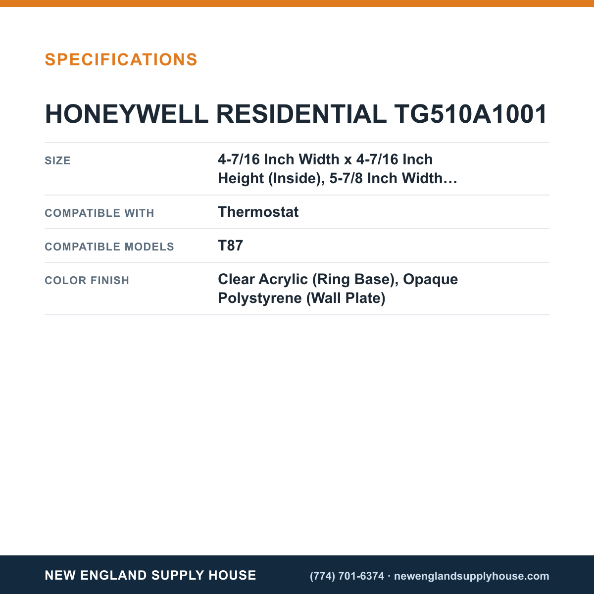 Resideo - Honeywell Home TG510A1001 Universal Thermostat Guard specifications — New England Supply House [NESH-SPECTABLE-V1]