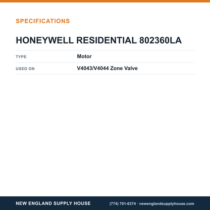 Resideo - Honeywell Home 802360LA Zone Valve Motor specifications — New England Supply House [NESH-SPECTABLE-V1]