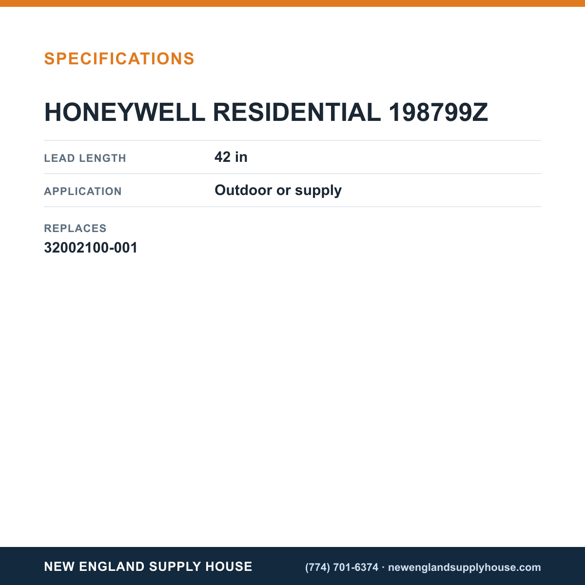 Resideo - Honeywell Home 198799Z Outdoor Sensor specifications — New England Supply House [NESH-SPECTABLE-V1]