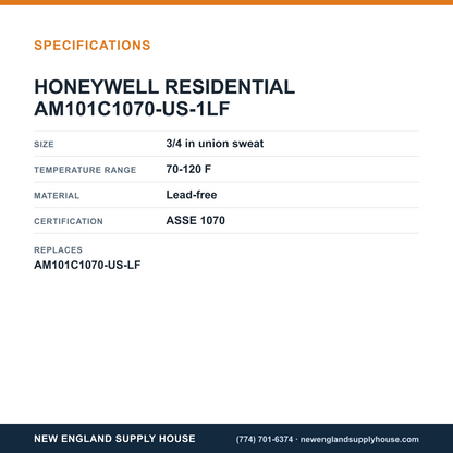 Resideo - Honeywell Home AM101C1070-US-1LF Thermostatic Mixing Valve specifications — New England Supply House [NESH-SPECTABLE-V1]