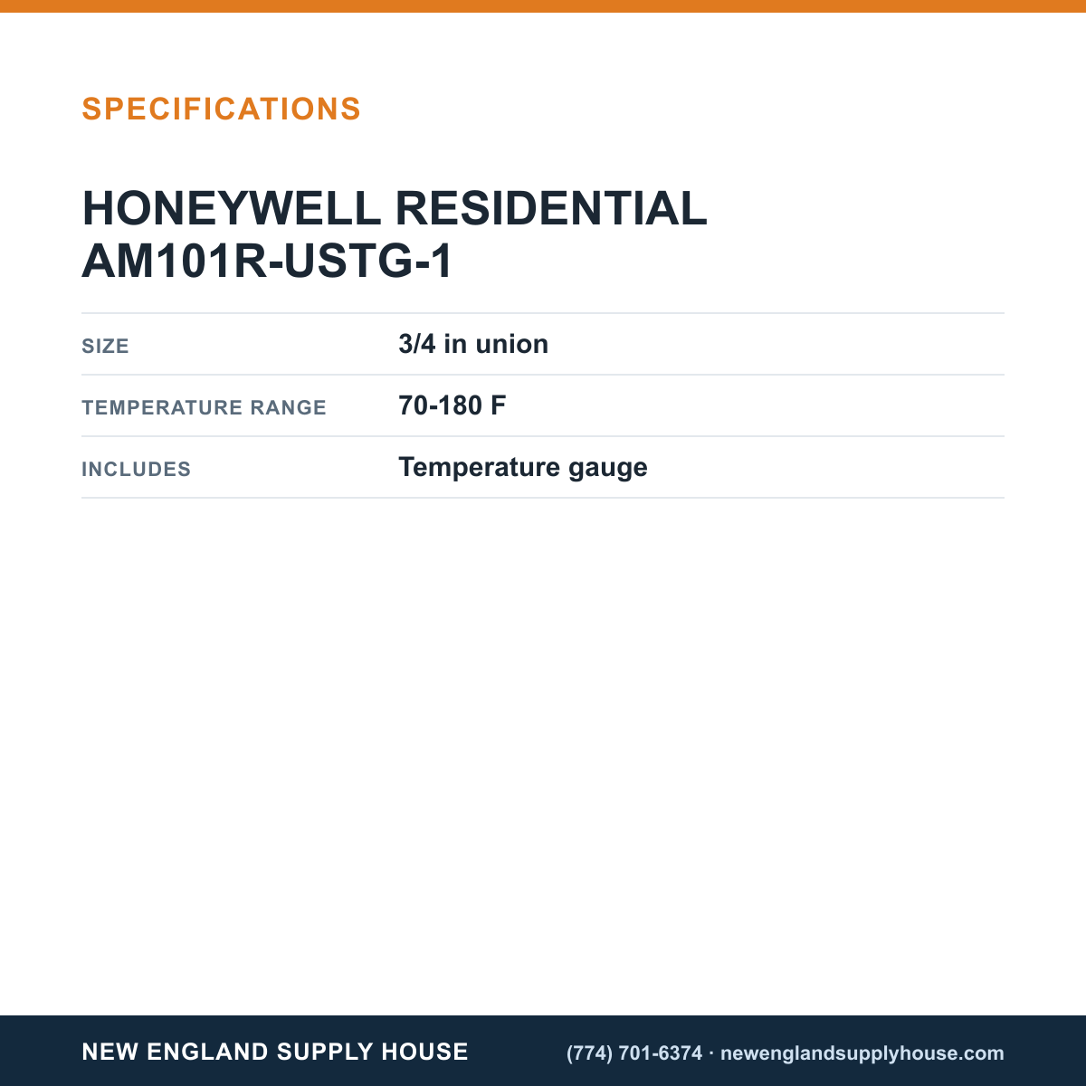 Resideo - Honeywell Home AM101R-USTG-1 Thermostatic Mixing Valve specifications — New England Supply House [NESH-SPECTABLE-V1]