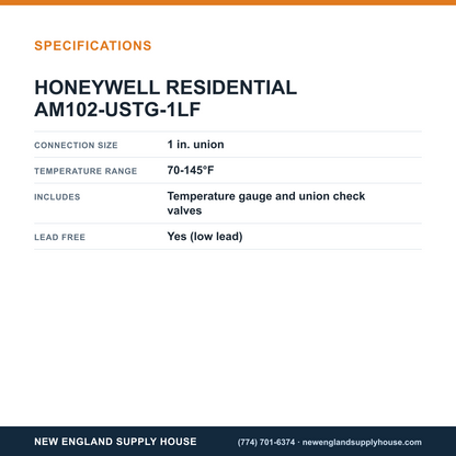 Resideo - Honeywell Home AM102-USTG-1LF Thermostatic Mixing Valve specifications — New England Supply House [NESH-SPECTABLE-V1]