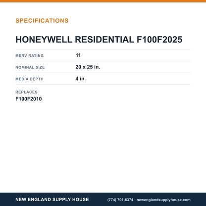 Resideo - Honeywell Home F100F2025 Air Filter specifications — New England Supply House [NESH-SPECTABLE-V1]