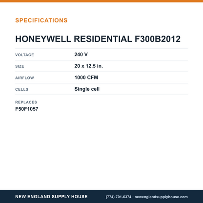 Resideo - Honeywell Home F300B2012 Electronic Air Cleaner specifications — New England Supply House [NESH-SPECTABLE-V1]