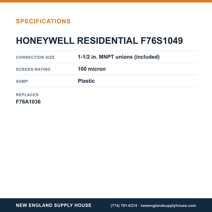 Resideo - Honeywell Home F76S1049 Water Filter specifications — New England Supply House [NESH-SPECTABLE-V1]