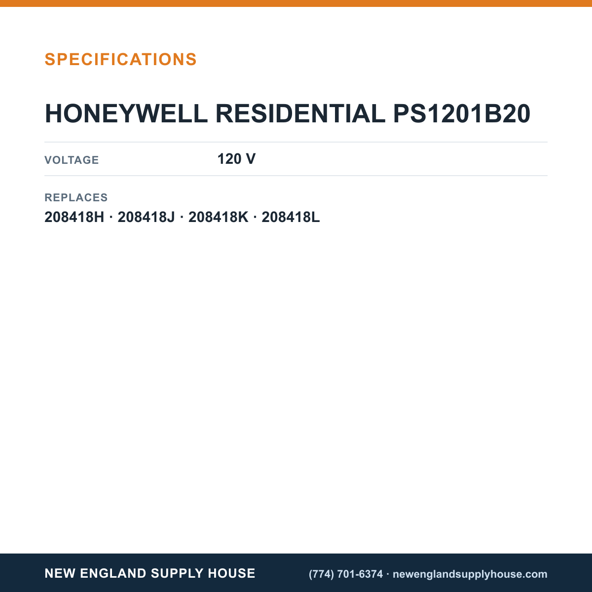 Resideo - Honeywell Home PS1201B20 Power Supply specifications — New England Supply House [NESH-SPECTABLE-V1]