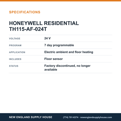 Resideo - Honeywell Home TH115-AF-024T Programmable Thermostat specifications — New England Supply House [NESH-SPECTABLE-V1]
