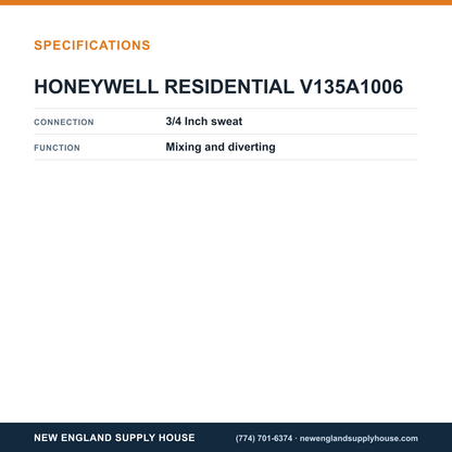 Resideo - Honeywell Home V135A1006 Mix/Diverting Valve specifications — New England Supply House [NESH-SPECTABLE-V1]