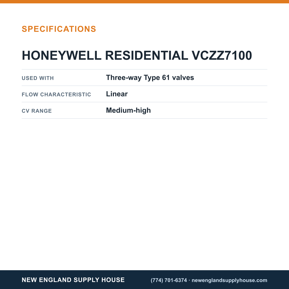 Resideo - Honeywell Home VCZZ7100 Replacement Cartridge specifications — New England Supply House [NESH-SPECTABLE-V1]