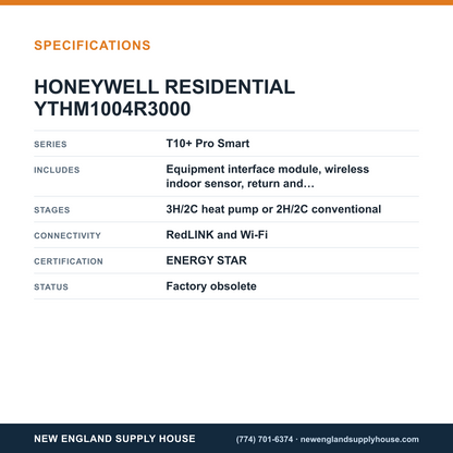 Honeywell Home YTHM1004R3000 Thermostat specifications — New England Supply House [NESH-SPECTABLE-V1]