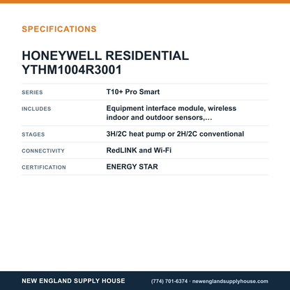 Honeywell Home YTHM1004R3001 Thermostat specifications — New England Supply House [NESH-SPECTABLE-V1]