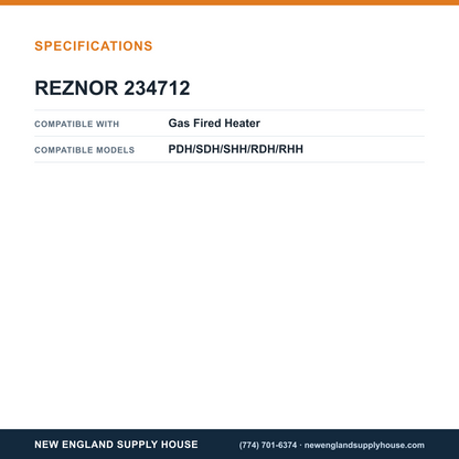 Reznor 234712 Gas Fired Heater Air Proving Switch specifications — New England Supply House [NESH-SPECTABLE-V1]