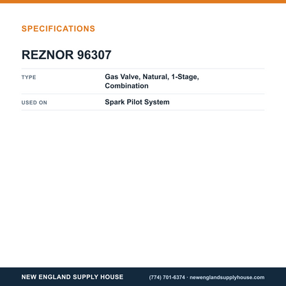 Reznor 96307 Spark Pilot Gas Valve specifications — New England Supply House [NESH-SPECTABLE-V1]