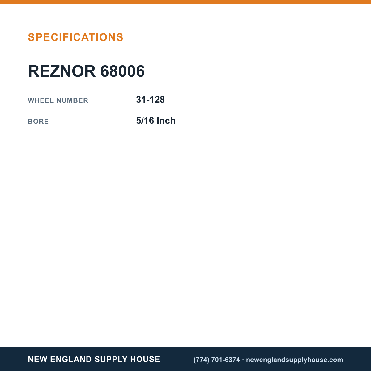 Reznor 68006 Wheel Hub specifications — New England Supply House [NESH-SPECTABLE-V1]