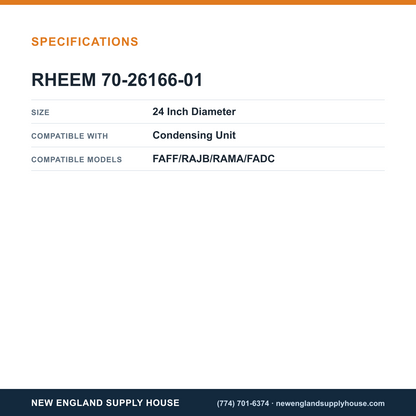 Rheem Furnace Parts 70-26166-01 Condensing Unit Fan Blade specifications — New England Supply House [NESH-SPECTABLE-V1]