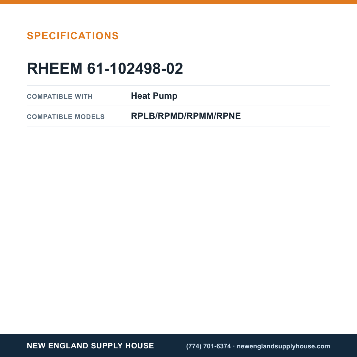 Rheem Furnace Parts 61-102498-02 Heat Pump Reversing Valve specifications — New England Supply House [NESH-SPECTABLE-V1]