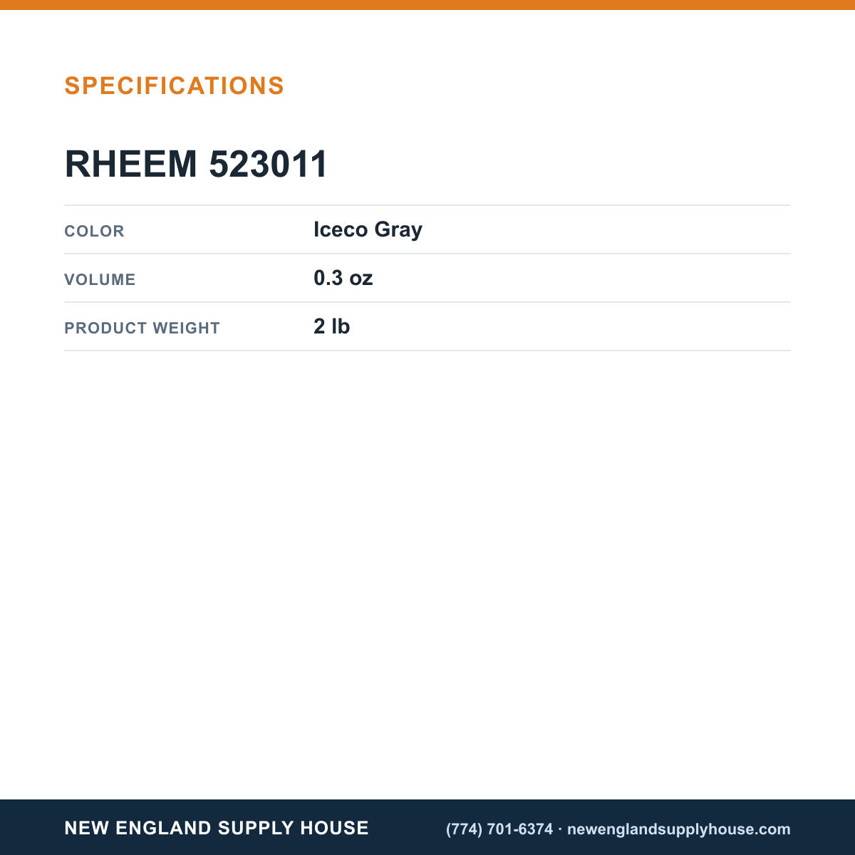 Rheem 523011 Touch-Up Paint Pen specifications — New England Supply House [NESH-SPECTABLE-V1]
