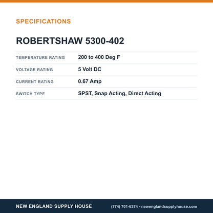 Robertshaw 5300-402 Electric Thermostat specifications — New England Supply House [NESH-SPECTABLE-V1]