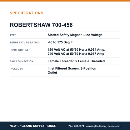 Robertshaw 700-456 Gas Valve specifications — New England Supply House [NESH-SPECTABLE-V1]