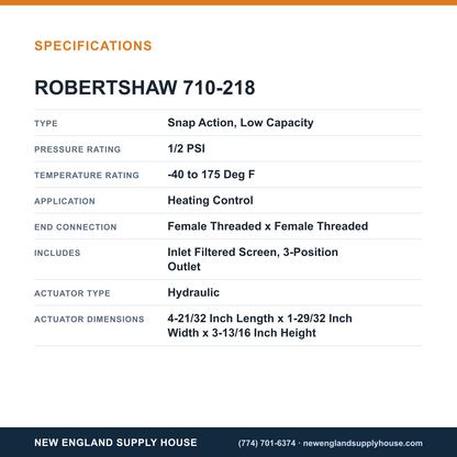Robertshaw 710-218 Gas Valve specifications — New England Supply House [NESH-SPECTABLE-V1]