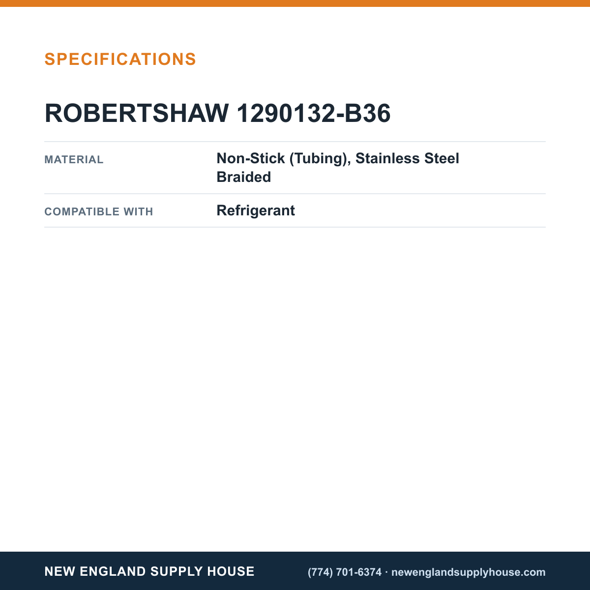 Robertshaw 1290132-B36 Refrigerant Hose specifications — New England Supply House [NESH-SPECTABLE-V1]