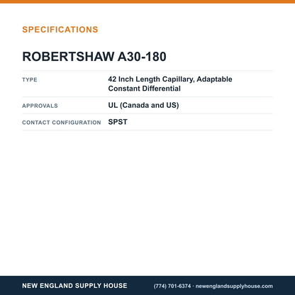 Robertshaw A30-180 Refrigeration Temperature Control specifications — New England Supply House [NESH-SPECTABLE-V1]