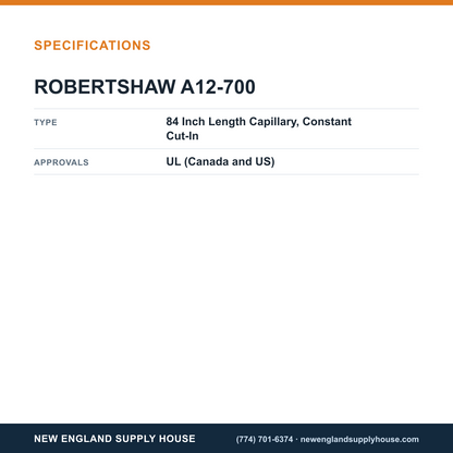 Robertshaw A12-700 Refrigeration Temperature Control specifications — New England Supply House [NESH-SPECTABLE-V1]
